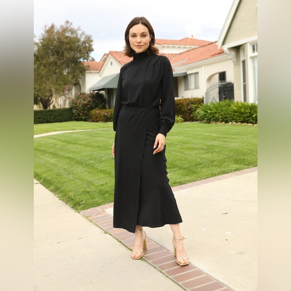 Wukogals Black Wrap Dress